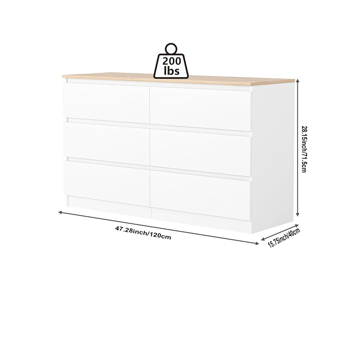 Hommoo White Dresser for Bedroom Modern 6 Drawer Handleless Chest & TV Stand hommoo Hommoo White Dresser for Bedroom Modern 6 Drawer Handleless Chest & TV Stand hommoo