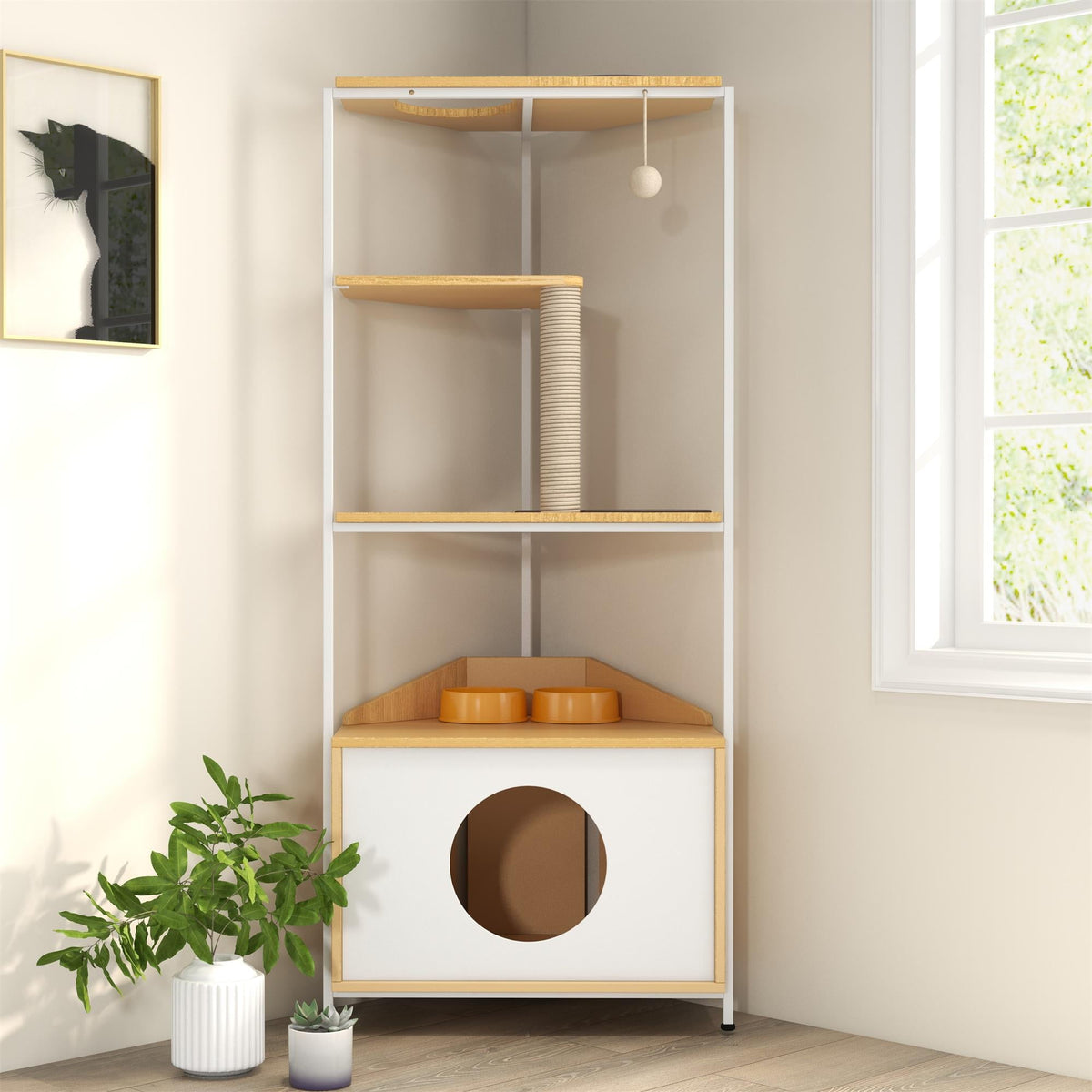 Cat tree best sale with feeding platform