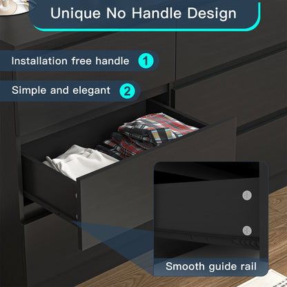 Details of black dresser handleless fronts and metal drawer slides