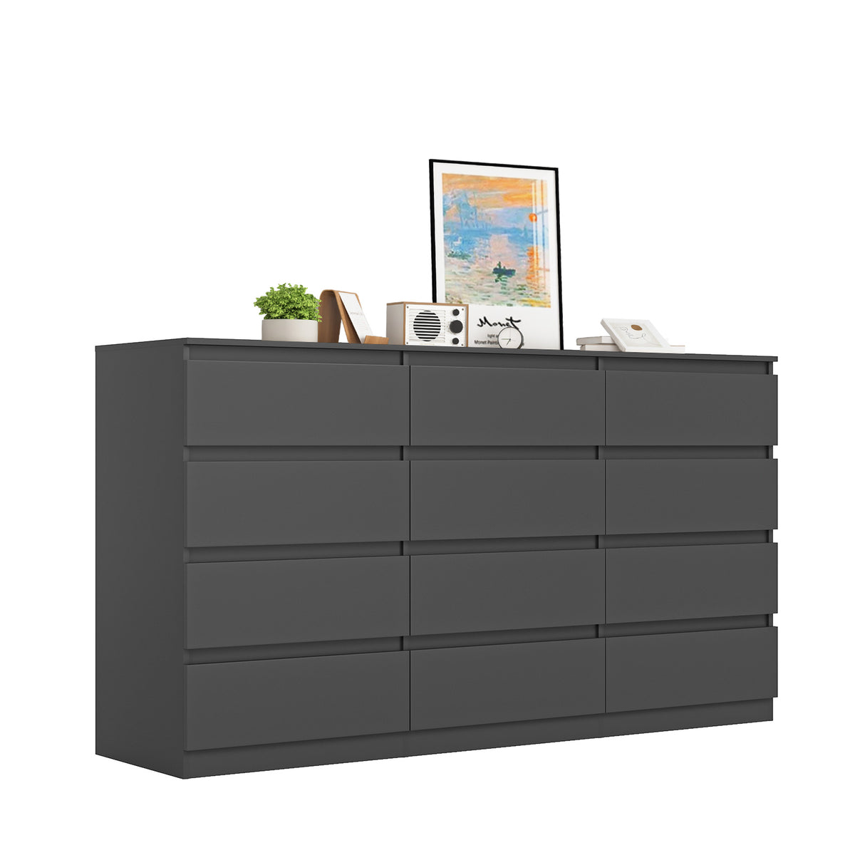 Hommoo Black 12 Drawer Dresser Modern Long Wood Chest of Drawers for Bedroom & Living Room Storage hommoo Hommoo Black 12 Drawer Dresser Modern Long Wood Chest of Drawers for Bedroom & Living Room Storage hommoo
