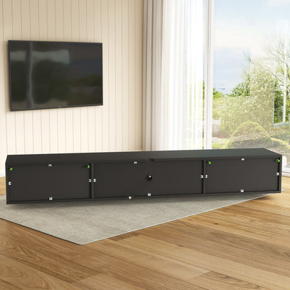 Rear cable-management openings on floating TV console