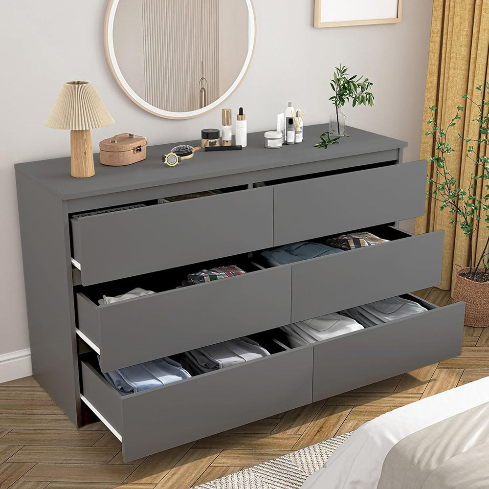Hommoo Modern Dresser for Bedroom – Minimalist 6‑Drawer Dresser with Spacious Storage – hommoo