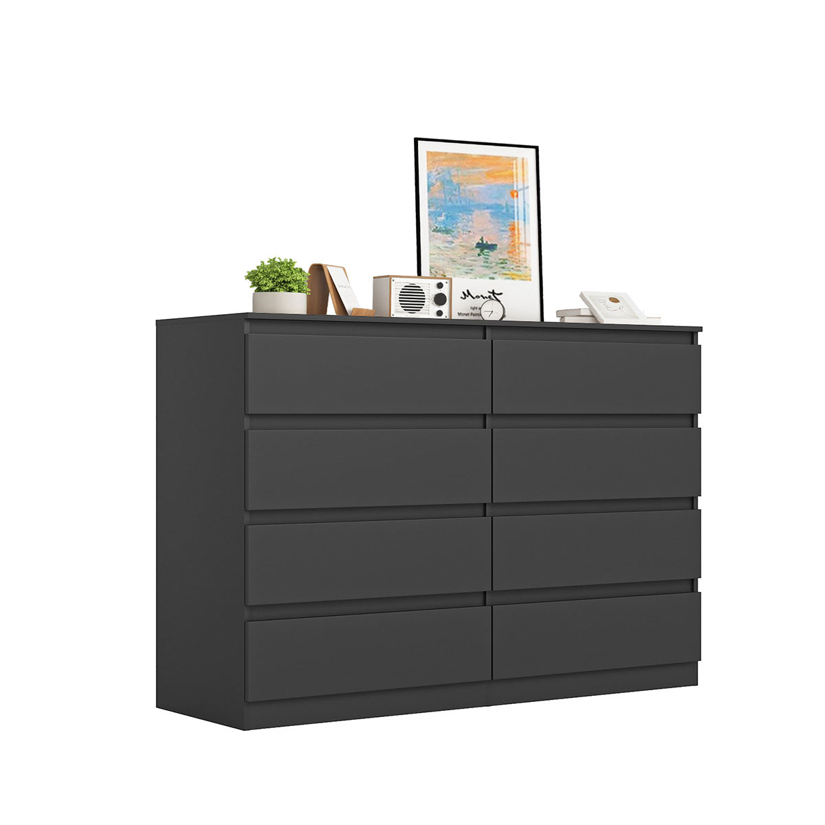 Hommoo Black Dresser for Bedroom Modern 8 Drawer Wide Chest with Deep Storage & TV Stand hommoo Hommoo Black Dresser for Bedroom Modern 8 Drawer Wide Chest with Deep Storage & TV Stand hommoo