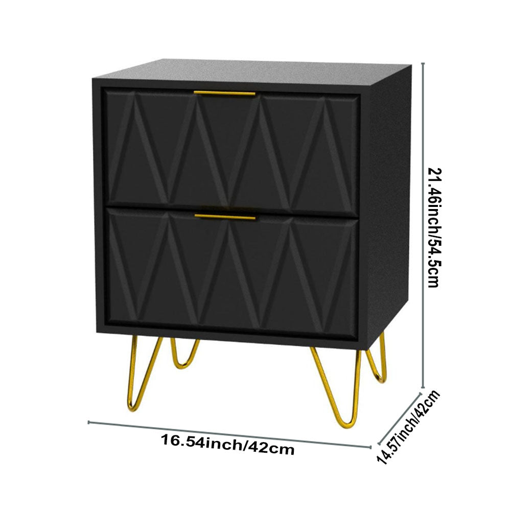 Hommoo Black Nightstand Set of 2 | 3D Carved MidCentury Bedside Tables hommoo Hommoo Black Nightstand Set of 2 | 3D Carved MidCentury Bedside Tables hommoo