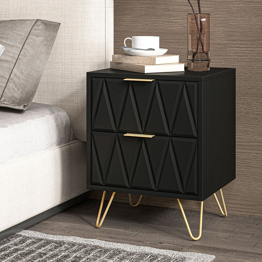 slim fit dress slacks Black Nightstand Set Of 2, End Side Table Double, Bedside Table With 2