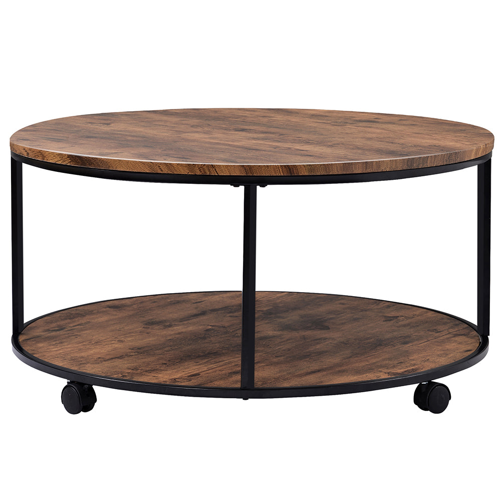 Round Coffee Table with Caster Wheels