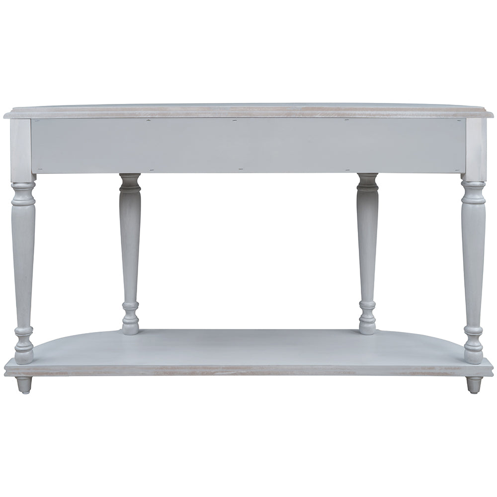 Curved Console Table with Drawers and Shelf