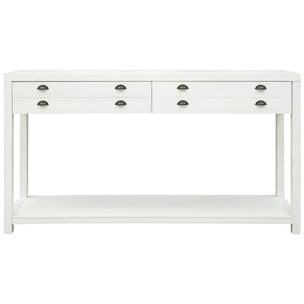 Retro Console Table with Drawers and Open Shelf