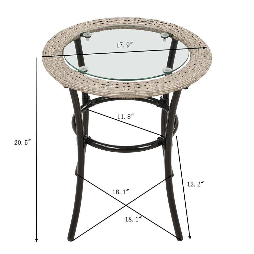 Rattan Wicker Chairs with Stools and Glass Table