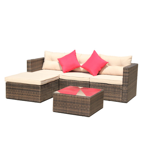 4 - Person Seating Group Sofa Set with Cushions