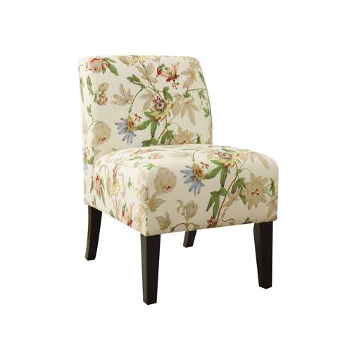Elegant Armless Slipper Chair in Floral Fabric
