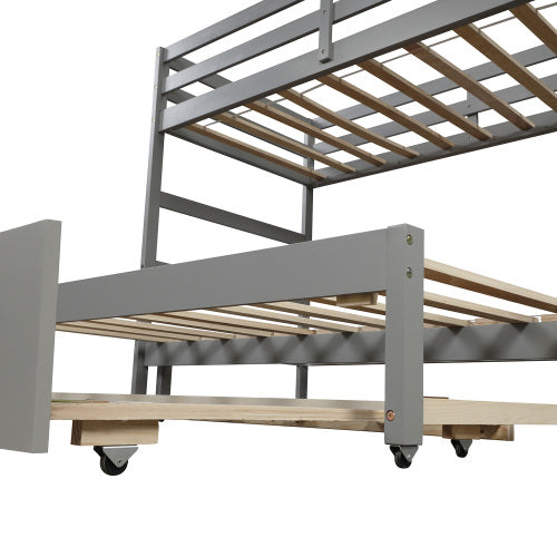 Twin over Twin/King Bunk Bed with Trundle, Gray