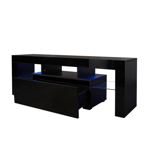 TV Stand with Adjustable LED RGB Lights, Black