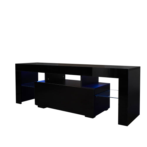 TV Stand with Adjustable LED RGB Lights, Black