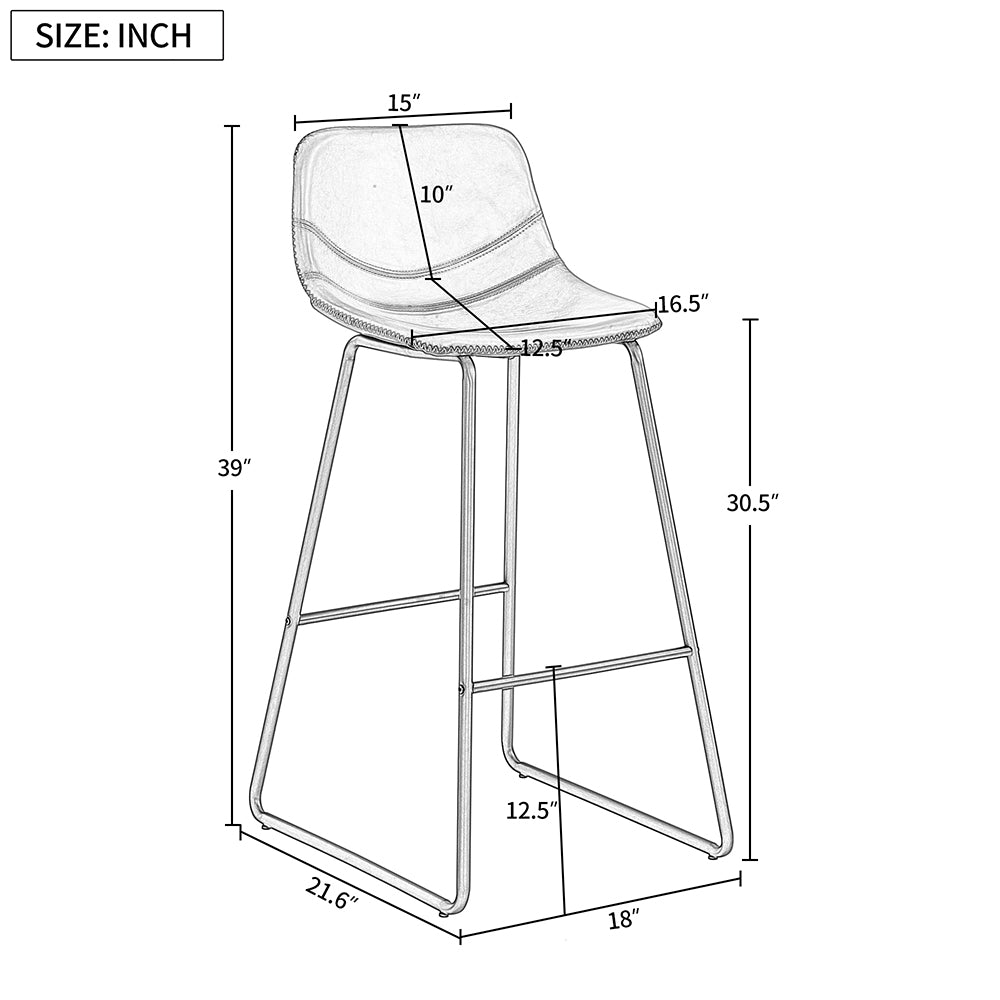 Vintage Leather Counter Height Bar Stools