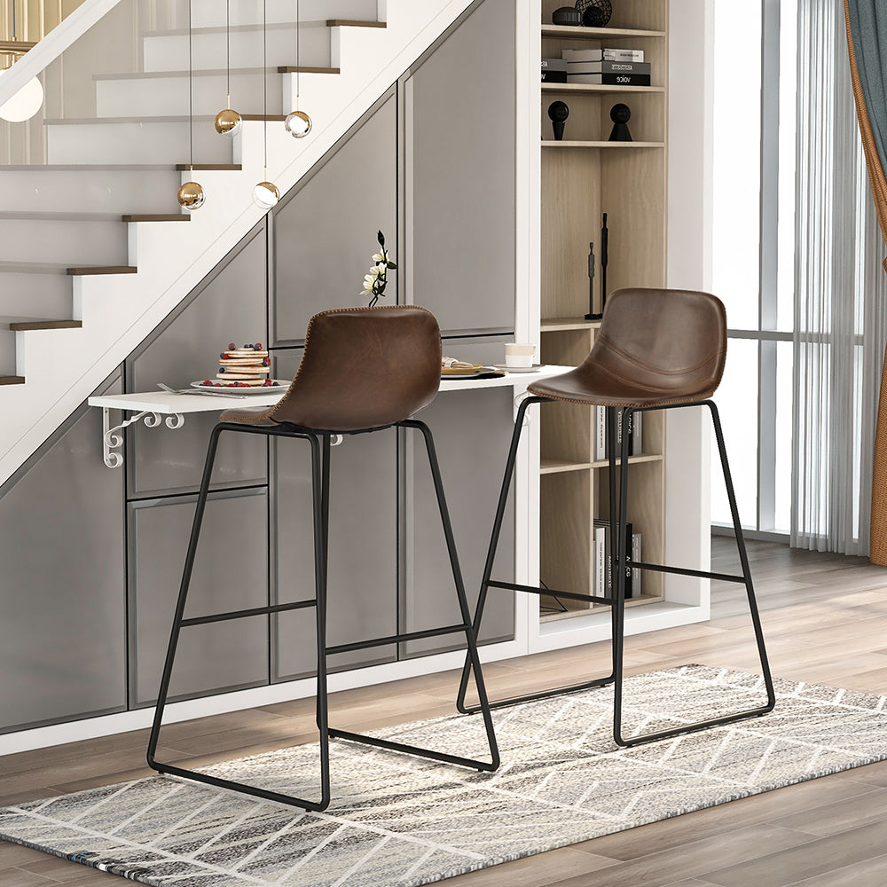 Vintage Leather Counter Height Bar Stools