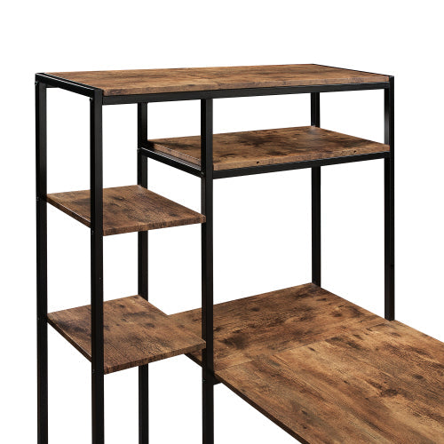 Home Office Desk with Multiple Storage Shelves, Tiger