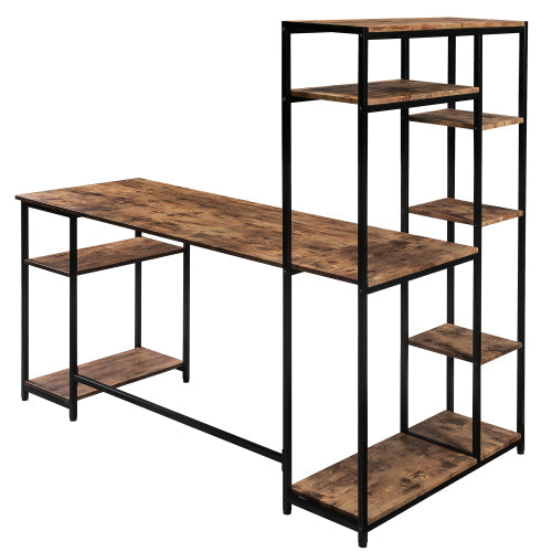 Home Office Desk with Multiple Storage Shelves, Tiger