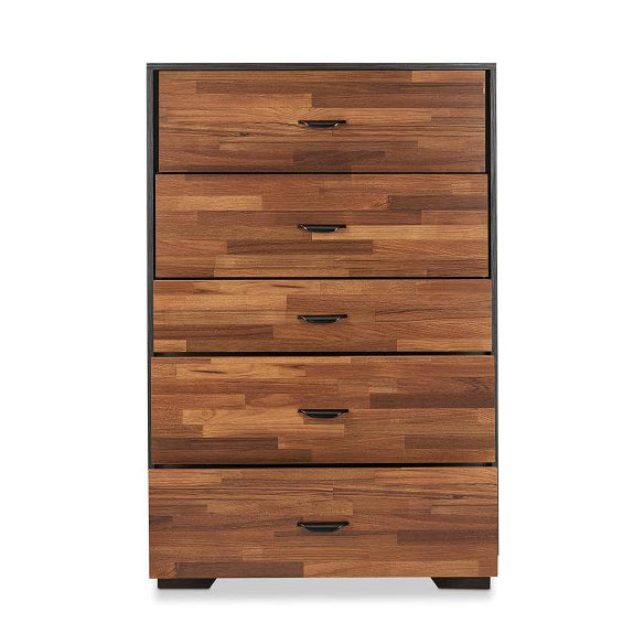 47'' Tall Solid Wood 5 - Drawer Chest Cabinet, Walnut & Espresso