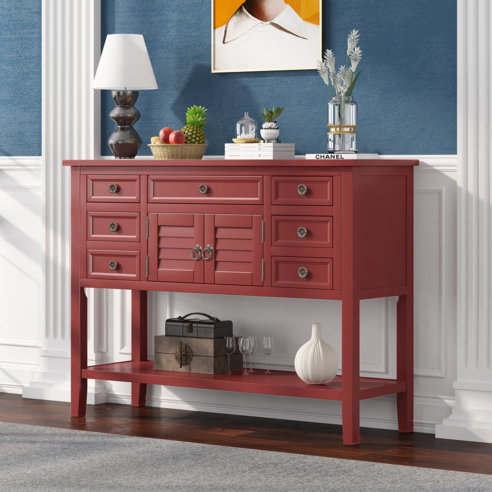 Console Table with Drawers, Cabinet and Shelf