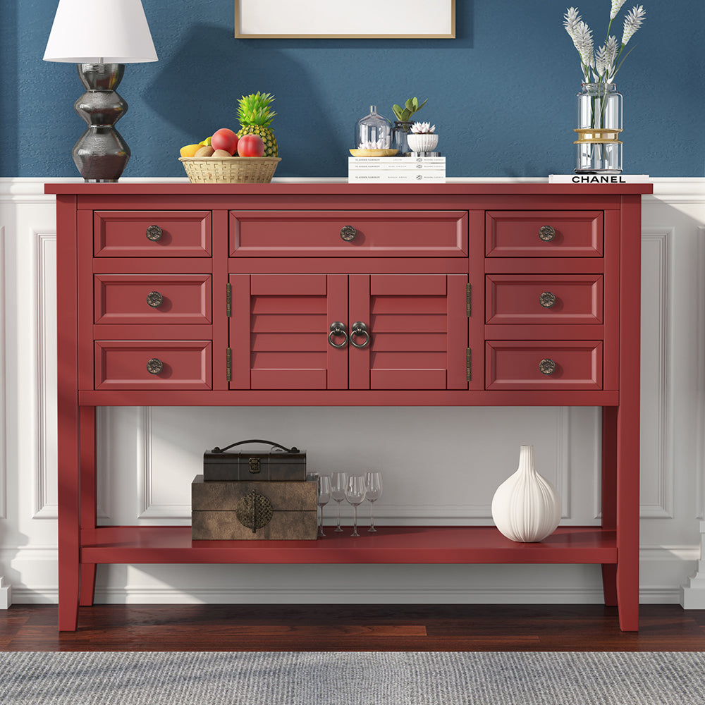 Console Table with Drawers, Cabinet and Shelf