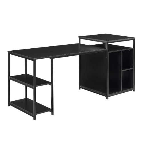 Home Office Computer Desk with Storage Shelf, Black