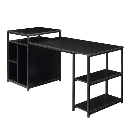 Home Office Computer Desk with Storage Shelf, Black