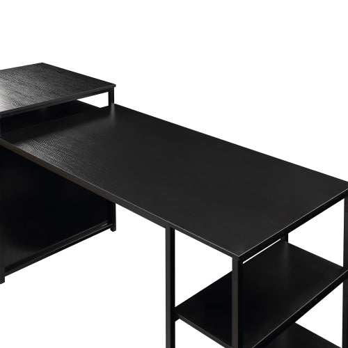 Home Office Computer Desk with Storage Shelf, Black