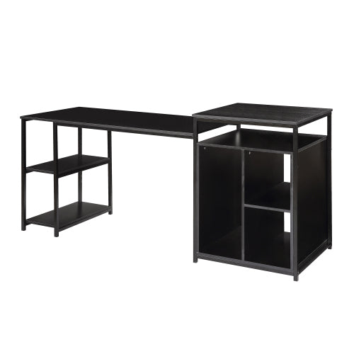 Home Office Computer Desk with Storage Shelf, Black