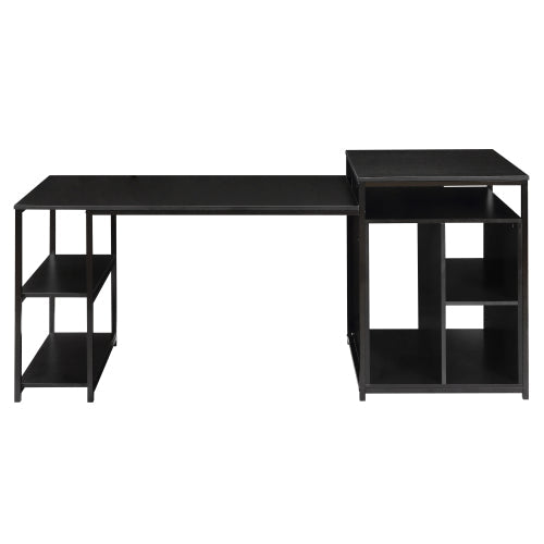 Home Office Computer Desk with Storage Shelf, Black