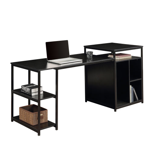 Home Office Computer Desk with Storage Shelf, Black