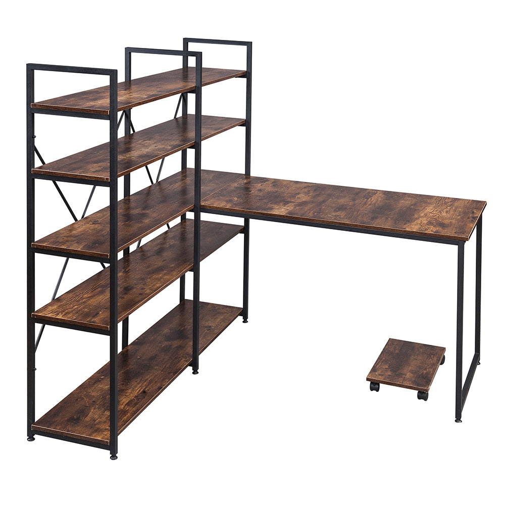 Large Computer Desk with 5-tier Hutch Bookshelf