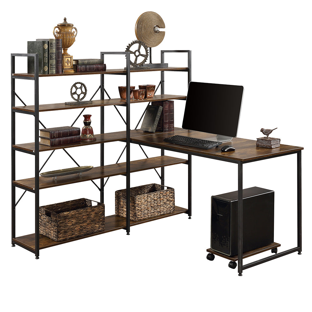 Large Computer Desk with 5-tier Hutch Bookshelf