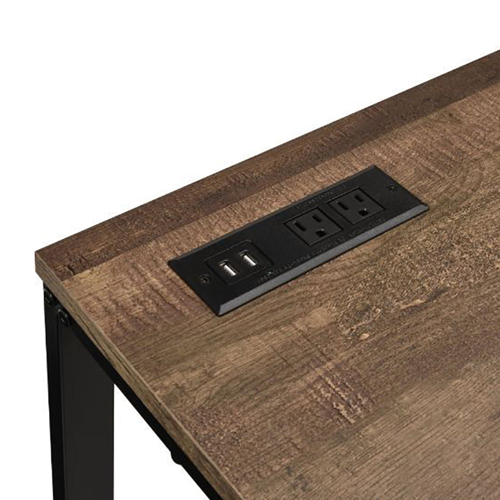 Writing Desk with Built-in USB Port, Walnut & Black Finish