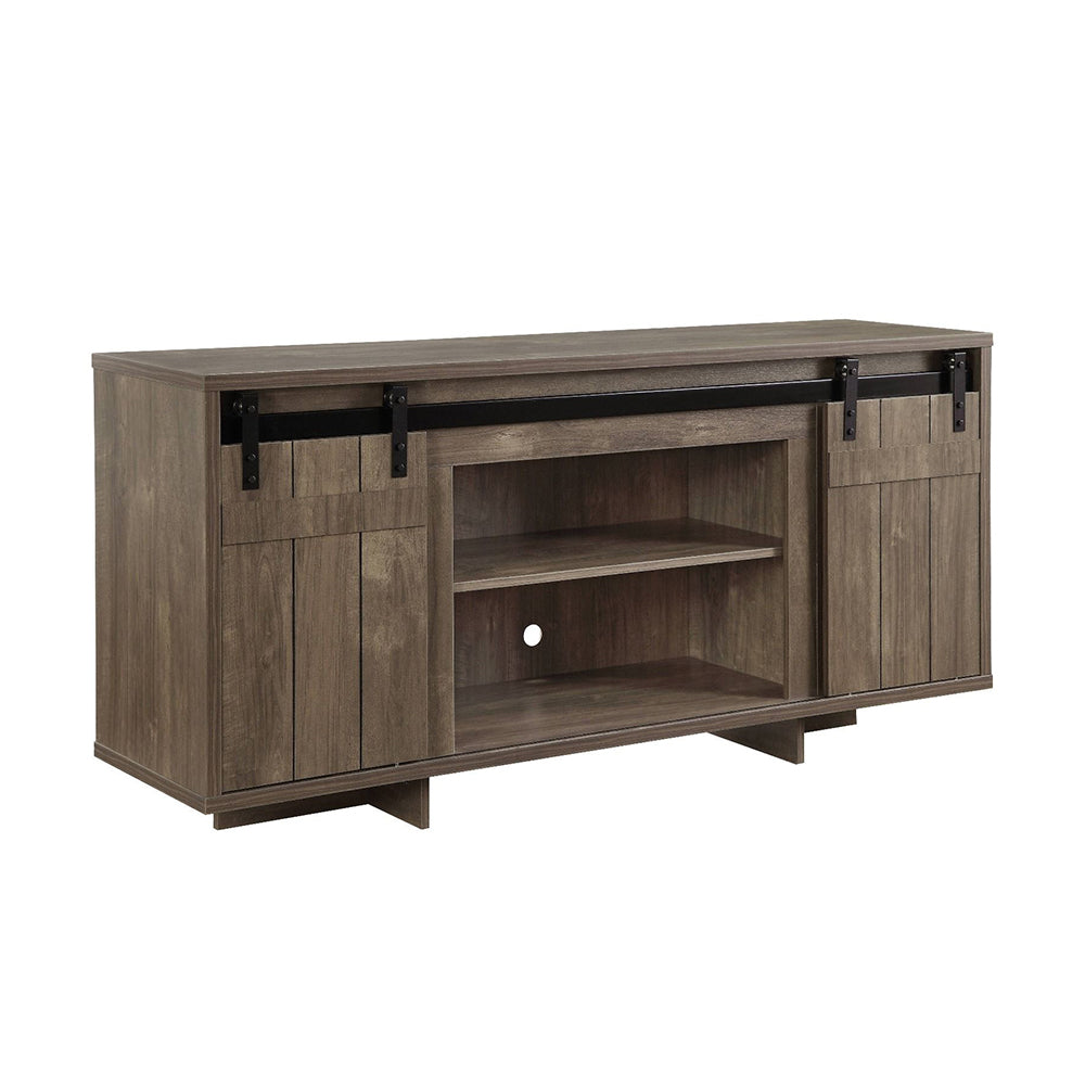 TV Stand with Sliding Barn Doors and Shelves