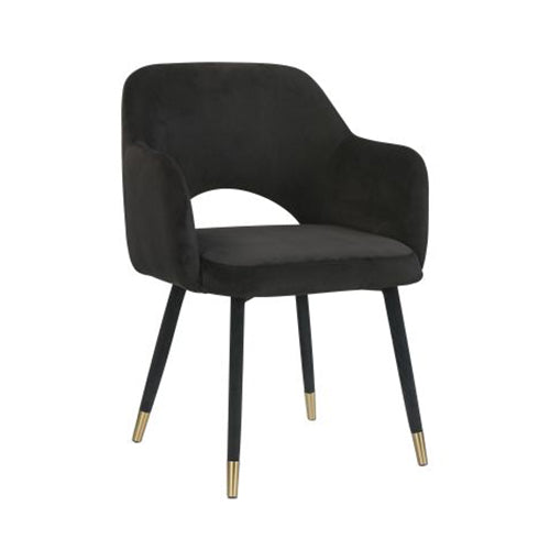 Modern Lounge Arm Chair, Black Velvet & Gold