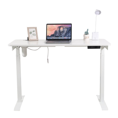 Single Motor Electric Height Adjustable Desk, White