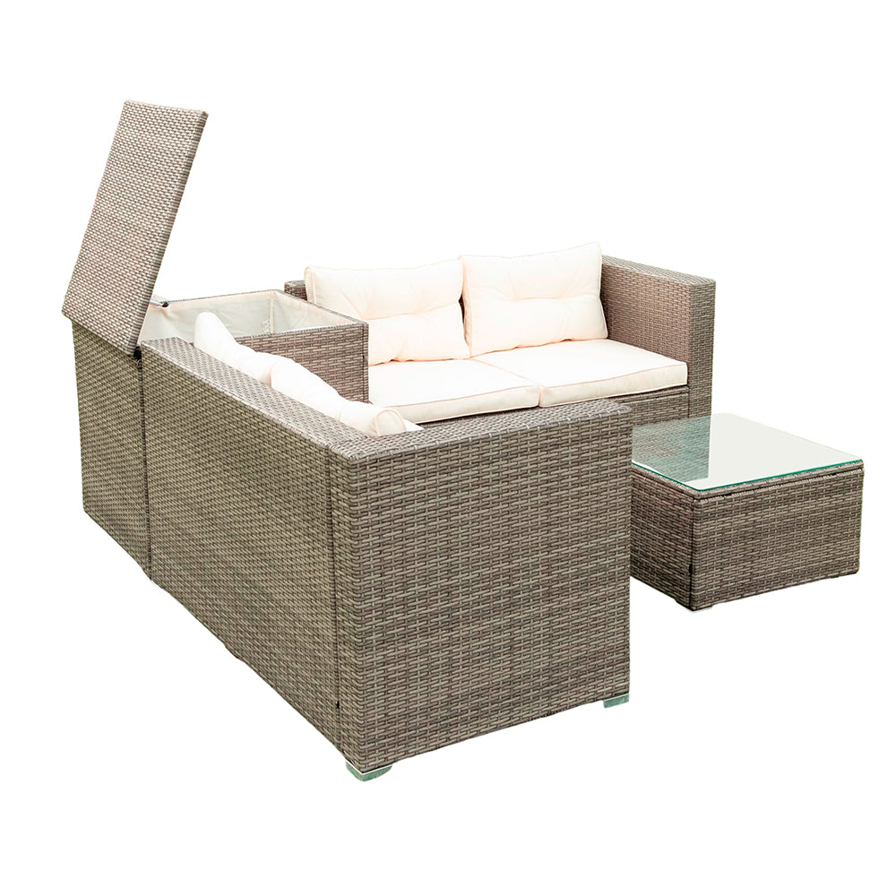 Rattan Sectional Sofa Set with Storage Box