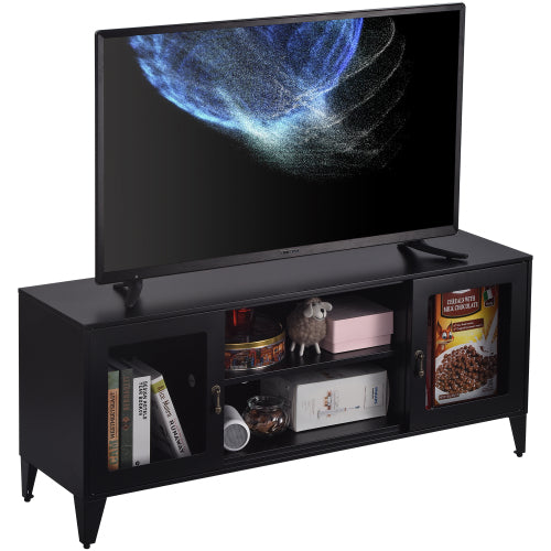 Industrial Style TV Stands Cabinet for TVs Up to 55 inch, Black