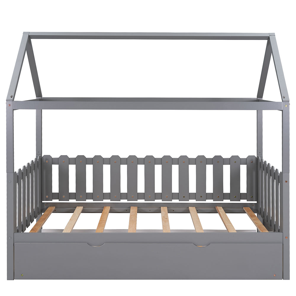 Twin Size House Bed with Trundle