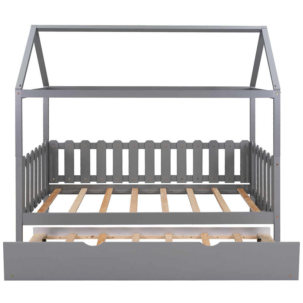 Twin Size House Bed with Trundle