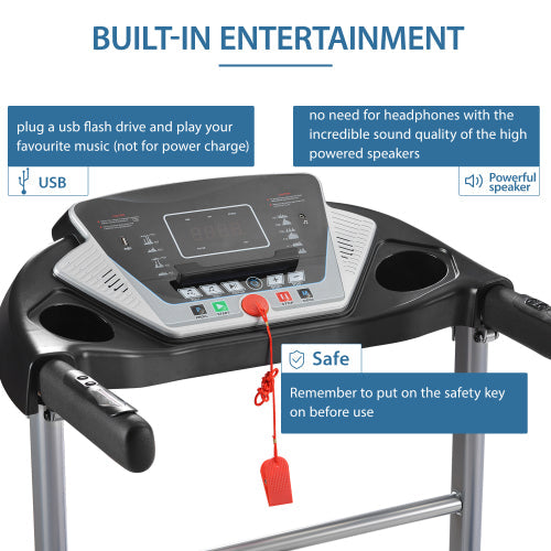 Electric Treadmill Motorized Running Machine 1.5 HP with Speaker