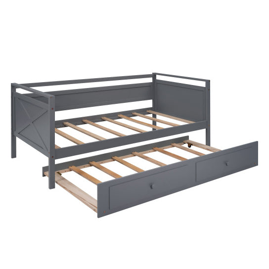 Twin Size Daybed with Trundle, Gray