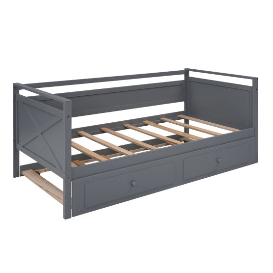 Twin Size Daybed with Trundle, Gray