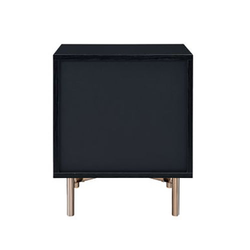 Nightstand End Table, Black & Champagne