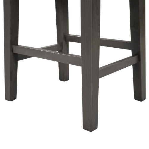 Wooden Stools Chairs with Trim Set of 2, Gray