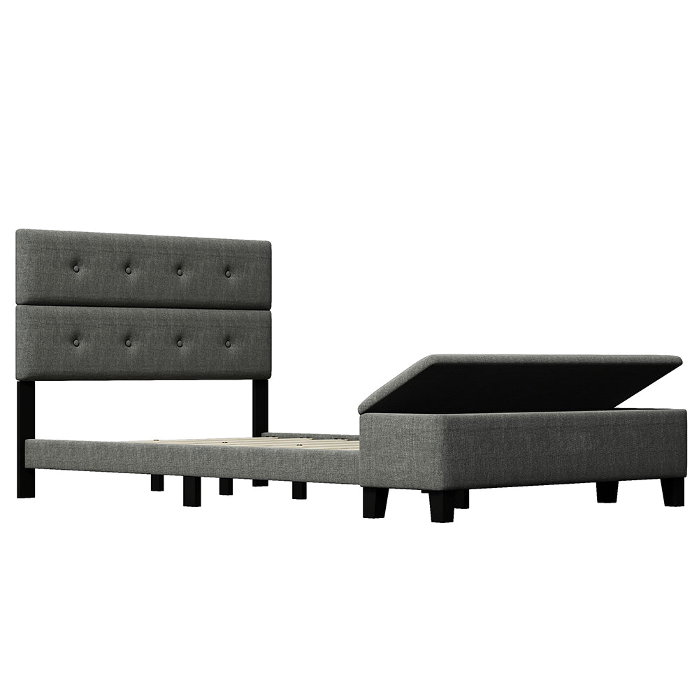 Upholstered Queen Size Platform Bed with Storage Case