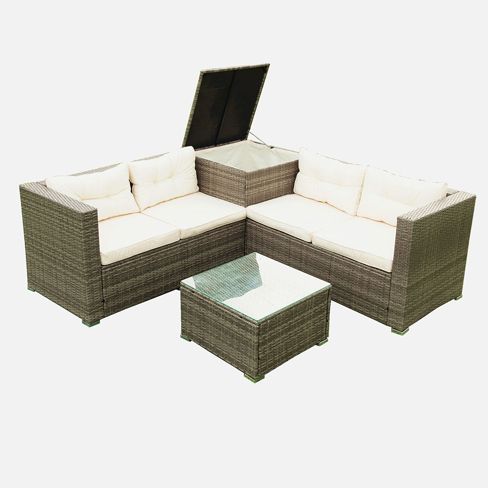 Rattan Sectional Sofa Set with Storage Box