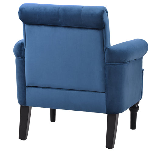 Elegant Button Tufted Club Sofa Chair Armchairs, Navy Blue