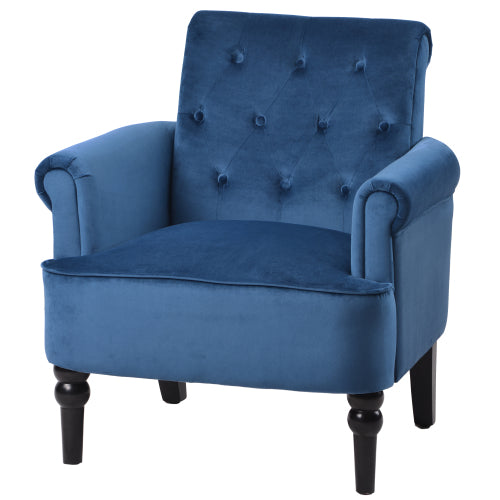 Elegant Button Tufted Club Sofa Chair Armchairs, Navy Blue